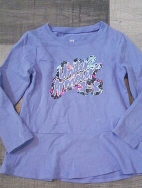 Under Armour Lavender Long Sleeve Logo Peplum Top